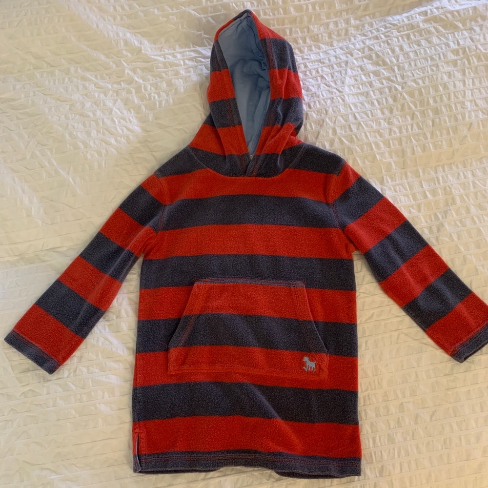 Mini Biden Towelling cover up size 4-5Y red and gray stripes